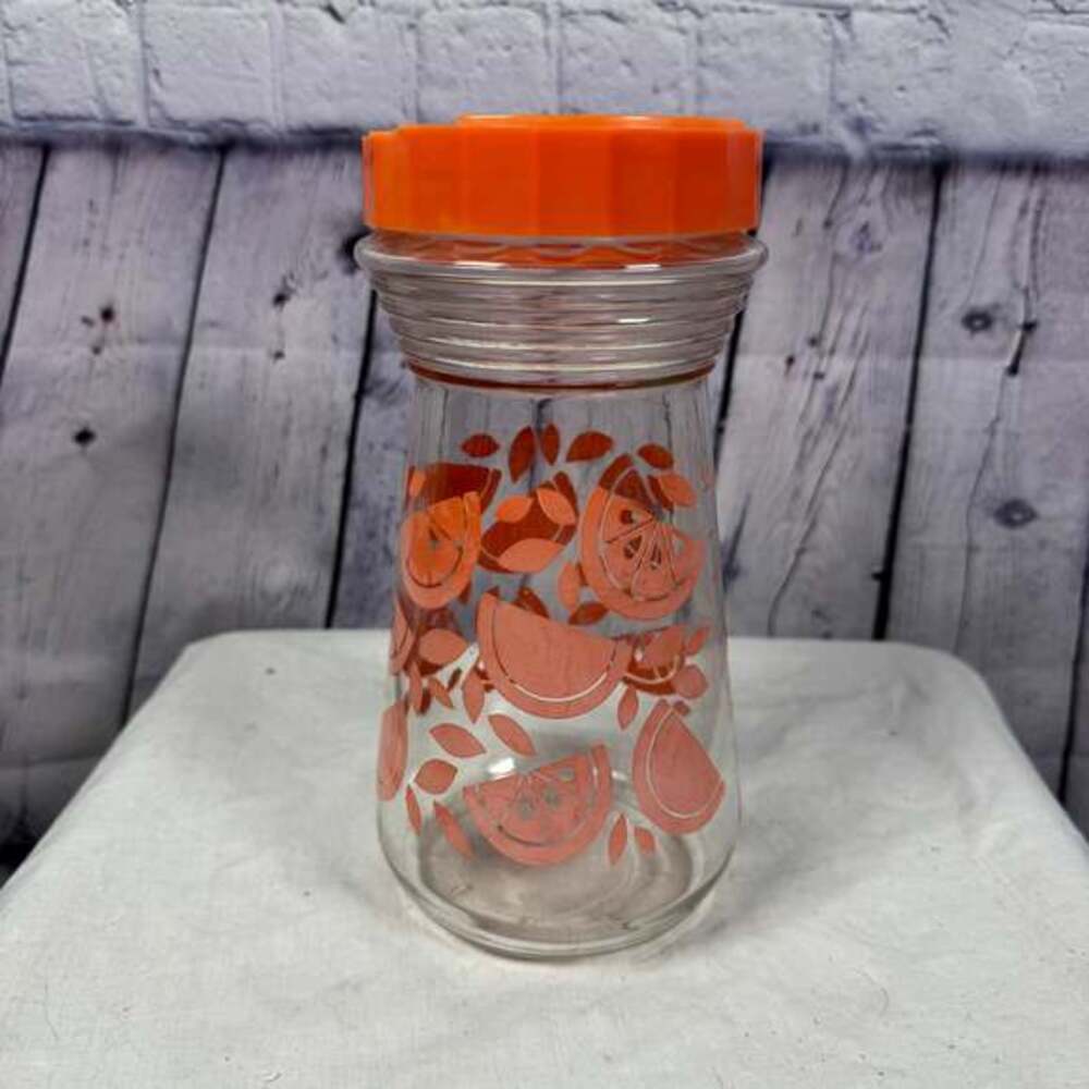 Vintage Anchor Hocking Orange Slices Juice Carafe with Lid